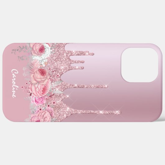 Stijlvolle roze roze roze roze goudglitterdruppels Case-Mate iPhone case (Achterkant / Rechts)