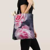 Stijlvolle roze rozen bloemenfoto tote bag (Dichtbij)