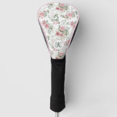 Stijlvolle Roze Rozen Naam Monogram Golfheadcover (Voorkant)