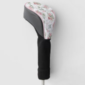Stijlvolle Roze Rozen Naam Monogram Golfheadcover (Schuin)