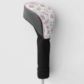Stijlvolle Roze Rozen Naam Monogram Golfheadcover (Schuin)