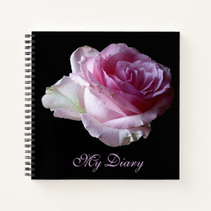 Stijlvolle  roze rozenbloem zwart trendy boho notitieboek