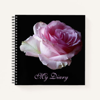 Stijlvolle roze rozenbloem zwart trendy boho notitieboek