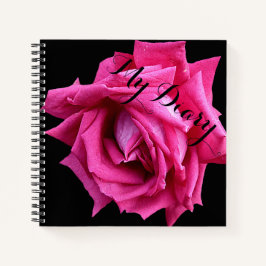 Stijlvolle  roze rozenbloem zwart trendy boho notitieboek