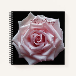 Stijlvolle  roze rozenbloem zwart trendy boho notitieboek