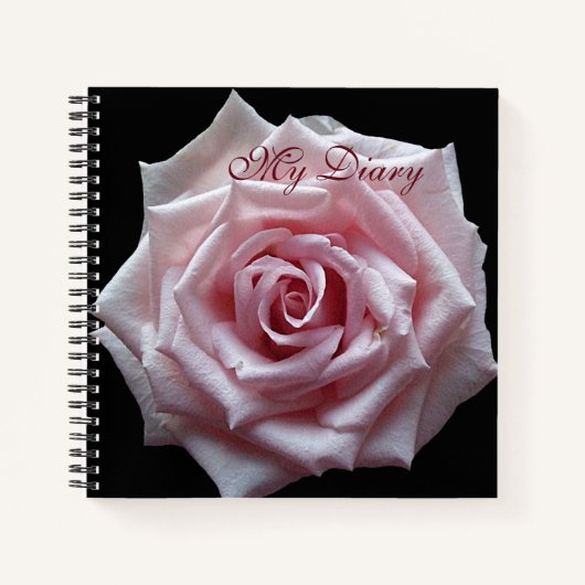 Stijlvolle  roze rozenbloem zwart trendy boho notitieboek (Voorkant)