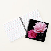 Stijlvolle  roze rozenbloemen zwart trendy boho notitieboek (Binnen)