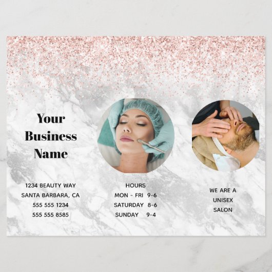 Stijlvolle Roze Salon Spa prijslijst Flyer (Achterkant)