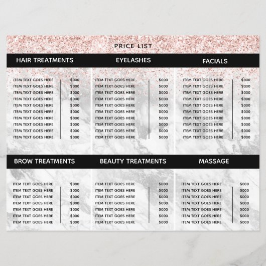 Stijlvolle Roze Salon Spa prijslijst Flyer (Voorkant)