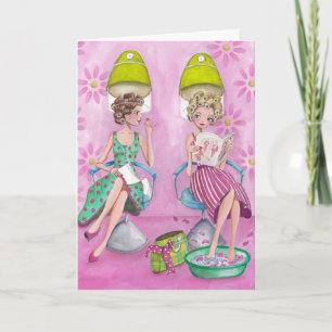 Stijlvolle Roze Schoonheidssalon Girlachtige Groet Kaart