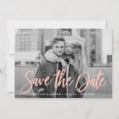Stijlvolle Roze Script Foto Save the Date (Voorkant)