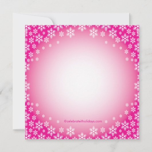 Stijlvolle Roze Snowflakes Holiday Party Uitnodigi Kaart (Achterkant)