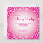Stijlvolle Roze Snowflakes Holiday Party Uitnodigi Kaart (Voorkant)
