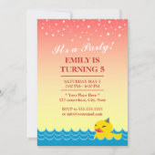 Stijlvolle roze Star Sky Cute Rubber Duck Birthday Kaart (Voorkant)