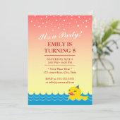 Stijlvolle roze Star Sky Cute Rubber Duck Birthday Kaart (Staand voorkant)