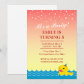 Stijlvolle roze Star Sky Cute Rubber Duck Birthday Kaart (Voorkant / Achterkant)