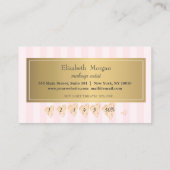 Stijlvolle roze strepen, Lijst, Gold Hearts Loyalt Klantenkaartje (Achterkant)