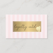 Stijlvolle roze strepen, Lijst, Gold Hearts Loyalt Klantenkaartje (Voorkant)