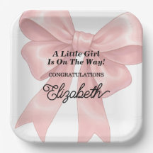 Stijlvolle Roze Strik Meisje Baby Shower
