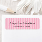 Stijlvolle roze stripes handschrift Moderne eminin Etiket (Insitu)