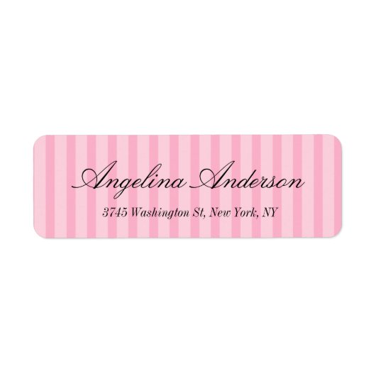 Stijlvolle roze stripes handschrift Moderne eminin Etiket (Voorkant)