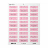 Stijlvolle roze stripes handschrift Moderne eminin Etiket (Full Sheet)