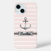 Stijlvolle roze stripes Waterverf Anchor Custom Case-Mate iPhone Case (Achterkant)