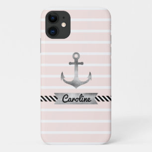 Stijlvolle roze stripes Waterverf Anchor Custom Case-Mate iPhone Case