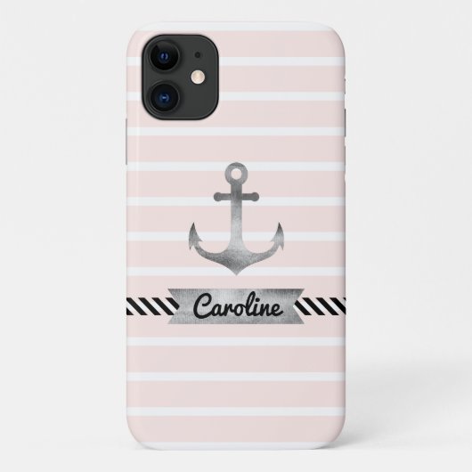 Stijlvolle roze stripes Waterverf Anchor Custom Case-Mate iPhone Case (Achterkant)