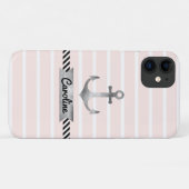 Stijlvolle roze stripes Waterverf Anchor Custom Case-Mate iPhone Case (Achterkant (horizontaal))