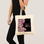 Stijlvolle Roze Sweet 16 Zebra Heart Design Naam Tote Bag (Voorkant (product))