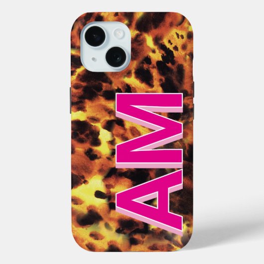 Stijlvolle Roze Tortoiseschaal met Monogram Case-Mate iPhone Case (Achterkant)