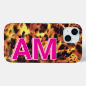 Stijlvolle Roze Tortoiseschaal met Monogram Case-Mate iPhone Case (Achterkant (horizontaal))