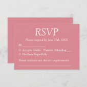 Stijlvolle roze trouw-RSVP kaart (Voorkant / Achterkant)