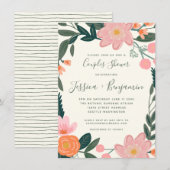 Stijlvolle roze tuinparen kaart (Voorkant / Achterkant)