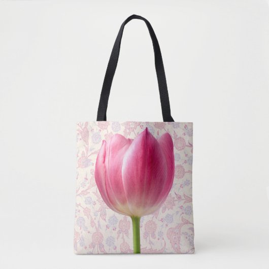stijlvolle, roze Tulp Flower Canvas tas (Voorkant)