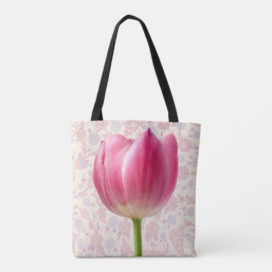  stijlvolle, roze Tulp Flower Canvas tas (Achterkant)