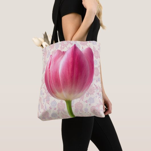 stijlvolle, roze Tulp Flower Canvas tas (Dichtbij)