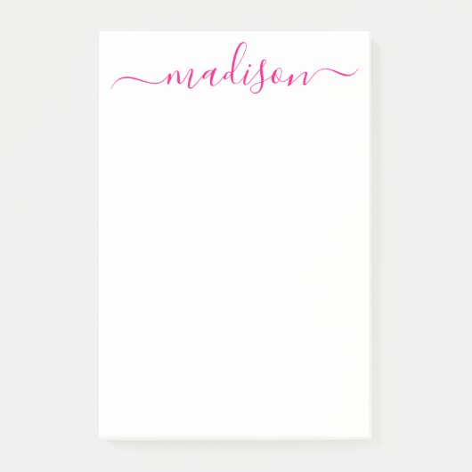 Stijlvolle roze typografie Script Teacher Name Post-it® Notes (Voorkant)