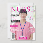 Stijlvolle Roze verpleegmagazine foto afstuderen Kaart (Voorkant)