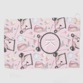 Stijlvolle Roze Vrouwelijke Golf Ontwerp Custom Mo Golfhanddoek (Horizontaal)
