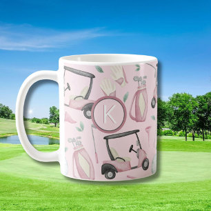 Stijlvolle Roze Vrouwelijke Golf Ontwerp Custom Mo Koffiemok
