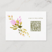 Stijlvolle Roze Waterverf Bloemenbruiloft RSVP QR Informatiekaartje (Achterkant)