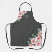 Stijlvolle roze Waterverf bloemenmonogram Schort (Voorkant)
