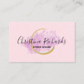 Stijlvolle roze Waterverf met Logo & QR Visitekaartje (Voorkant)