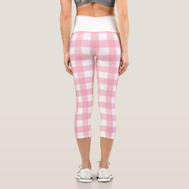 Stijlvolle roze witte geruite crop broek