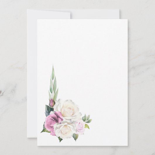 Stijlvolle Roze Witte Roos Bloemen Boog Huwelijk Kaart (Achterkant)