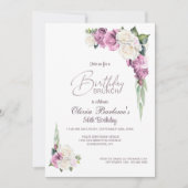 Stijlvolle Roze Witte Roos Bloemen Verjaardag Brun Kaart (Voorkant)