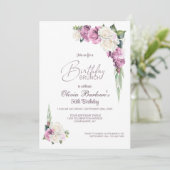 Stijlvolle Roze Witte Roos Bloemen Verjaardag Brun Kaart (Staand voorkant)