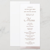 Stijlvolle roze witte trouwmenu kaarten (Voorkant / Achterkant)
